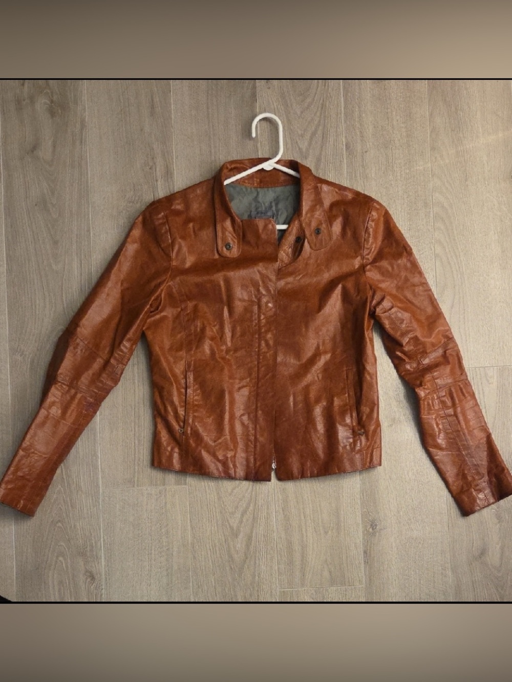 Women's Genuine Leather Cognac Moto Jacket